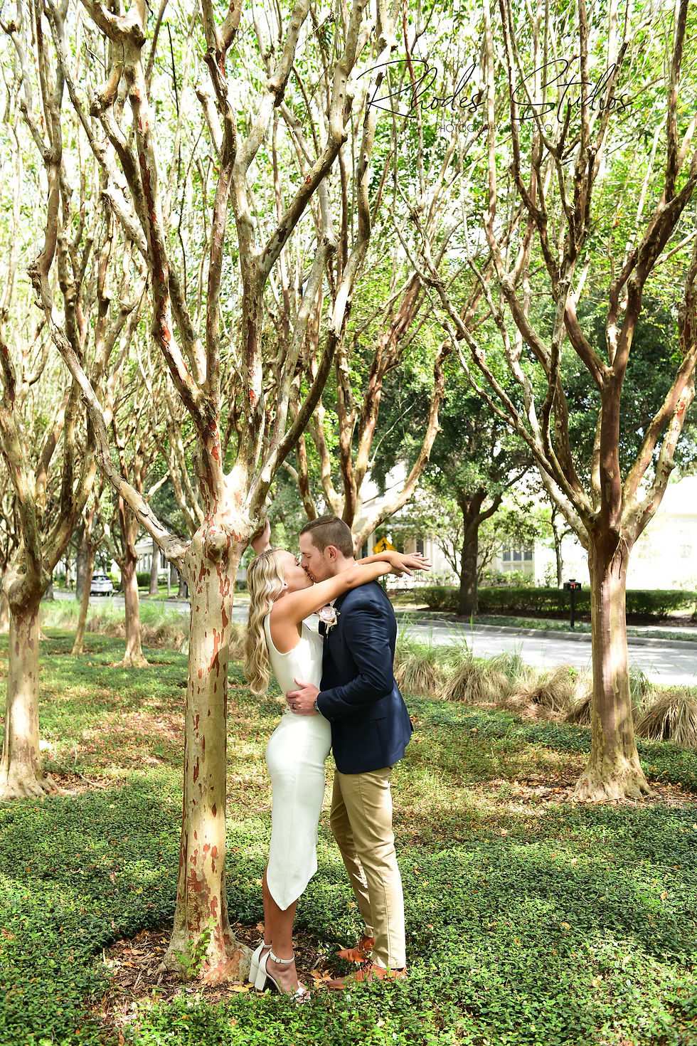 Bride and groom elopement wedding portraits in Celebration, FL