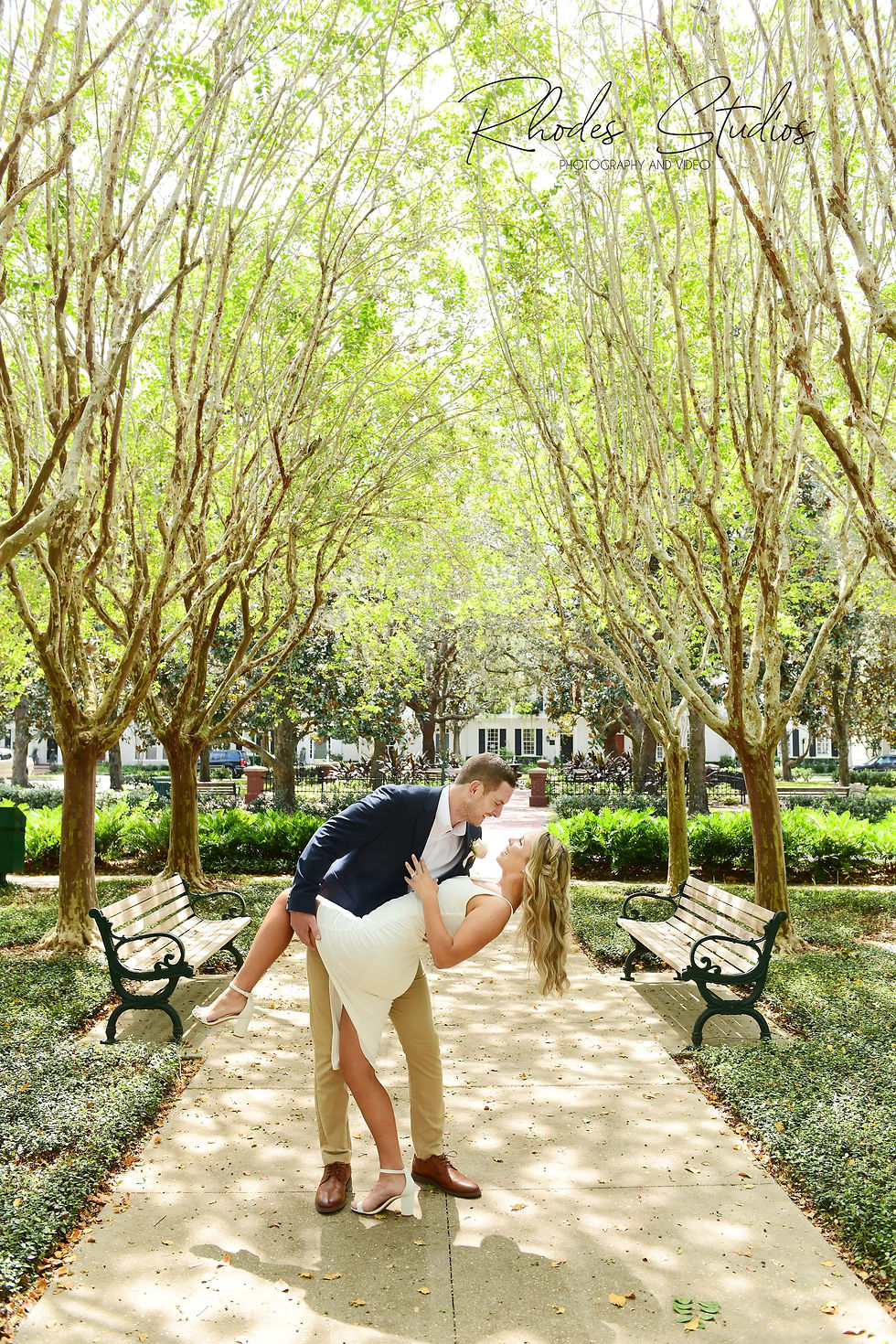 Bride and groom elopement wedding portraits in Celebration, FL