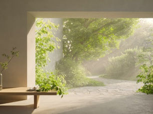 Open doorway with soft light and a path beyond, suggesting reflection, transition, and inner work.