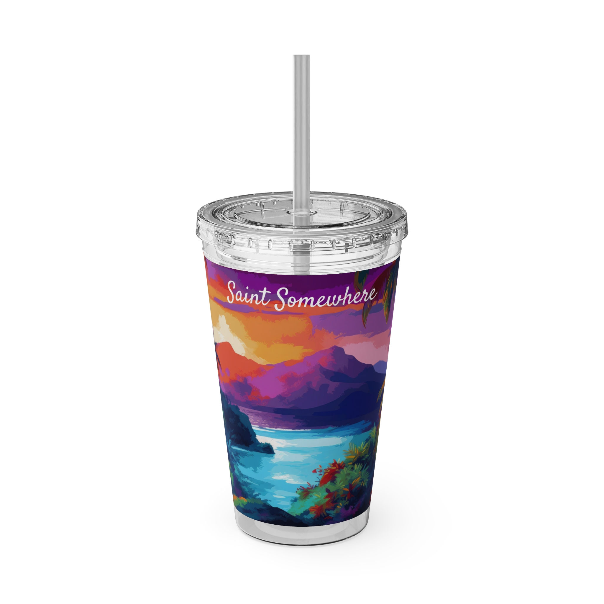 Live Cool Sunsplash Tumbler with Straw - 16oz - Saint Somewhere - 20