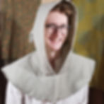 Thumbnail: Grey Hooded Cowl - Hood Up, Front and Side View