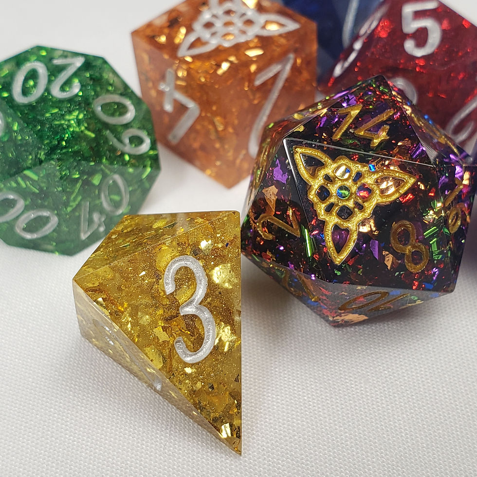 Thumbnail: Infinity Stones Polyhedral Dice Set - D4 View
