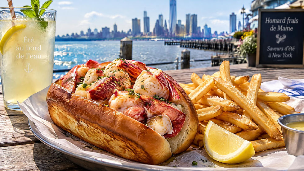 Lobster roll frais de l'Atlantique dégusté en bord d'eau à New York en juillet
