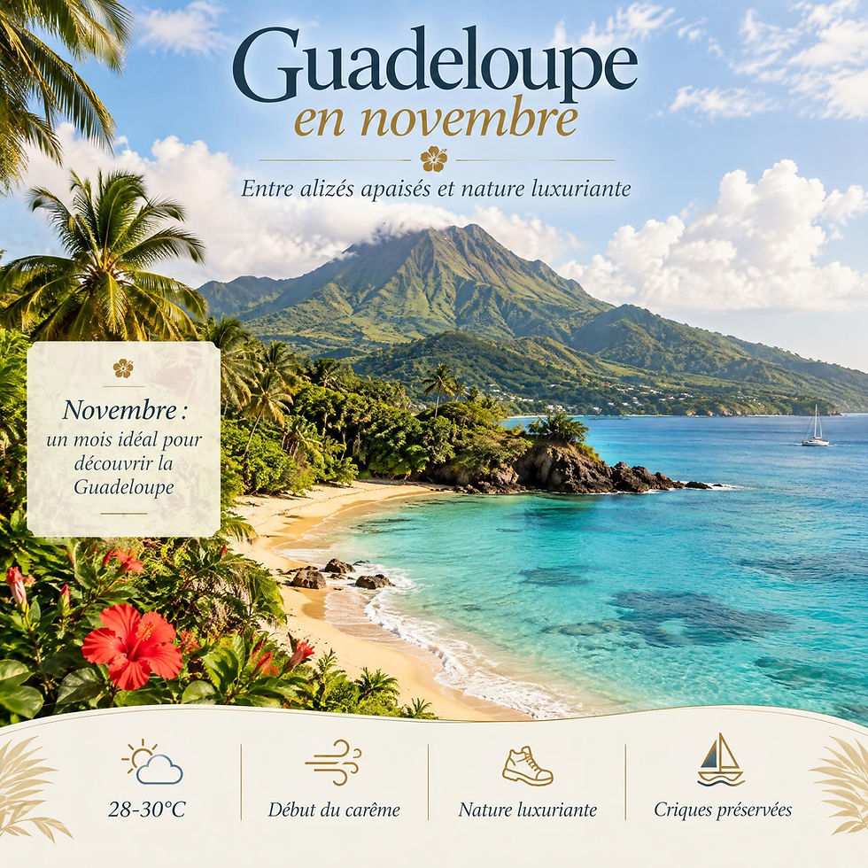 Guide voyage Guadeloupe en novembre : météo, alizés apaisés, nature luxuriante et itinéraire sur-mesure par Léanïs Voyages