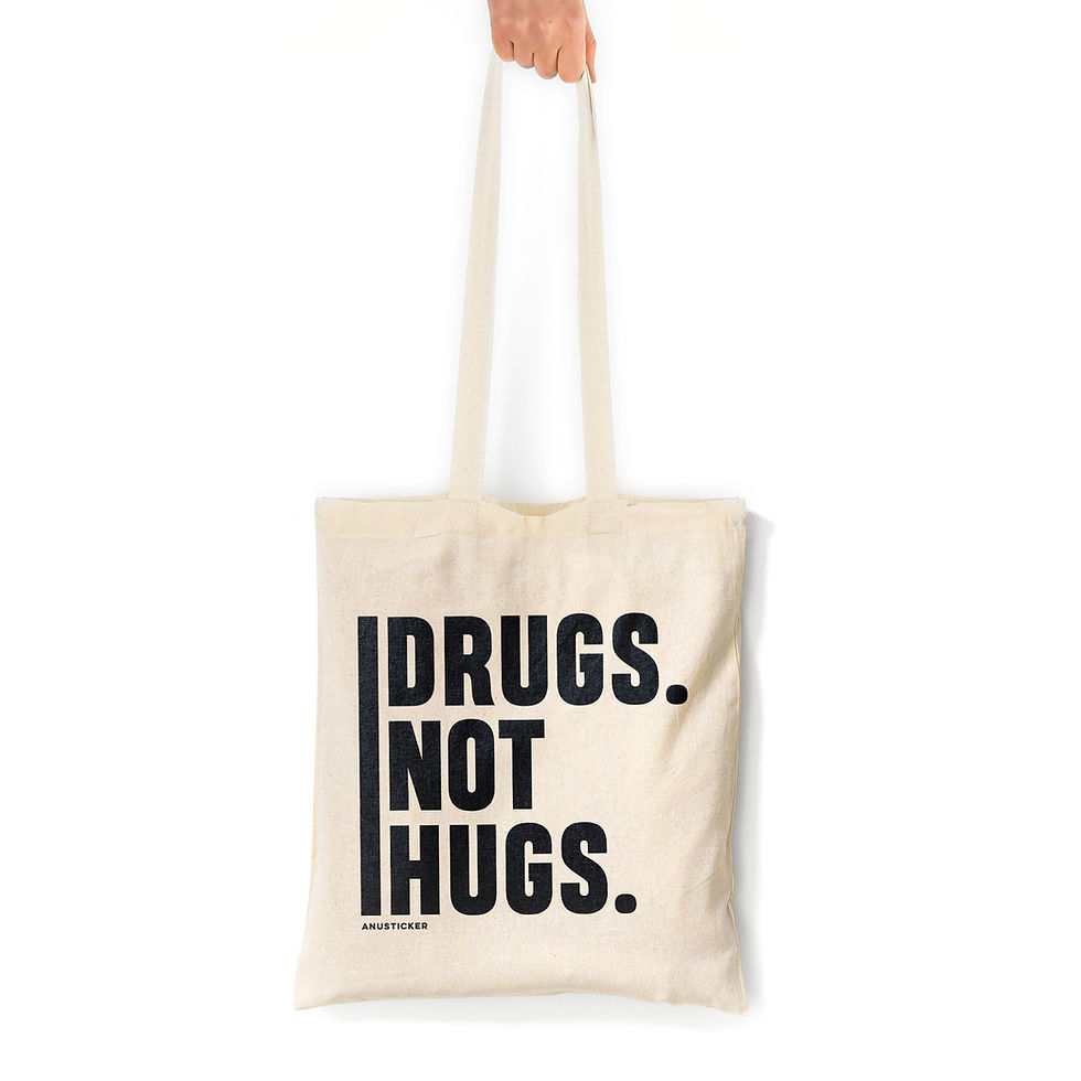 Thumbnail: Jute tas - "drugs. geen knuffels."