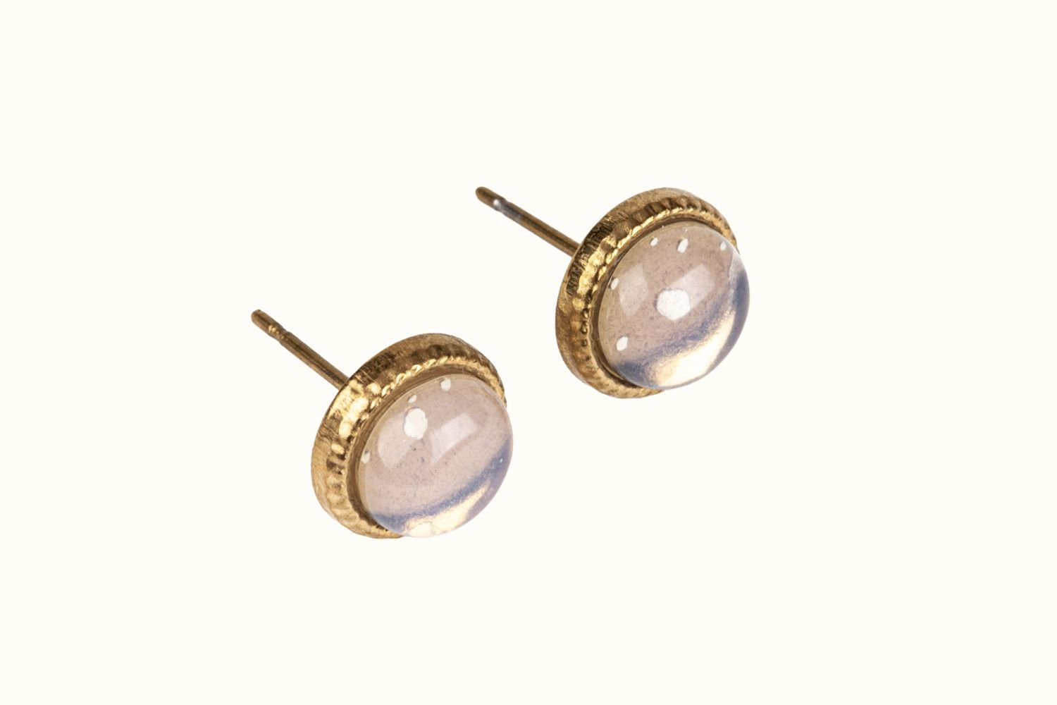 Stud Earrings – PVD Coated Stainless Steel (Gold Tone, Opalite) | Dot Ear 