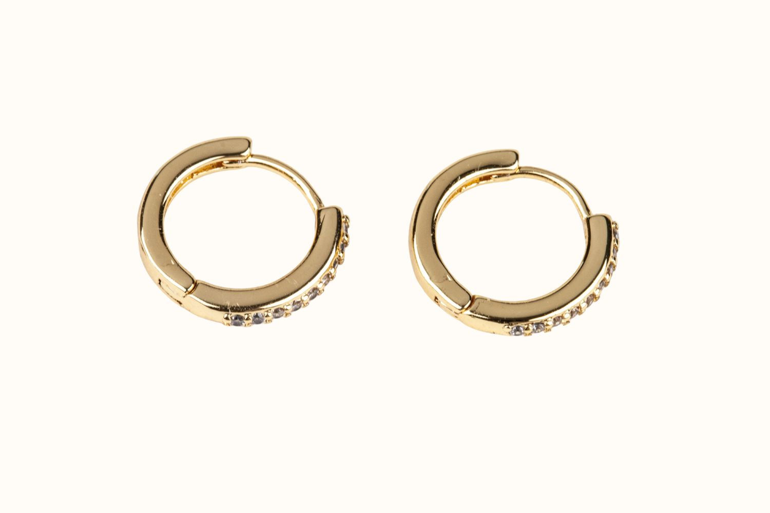 Hoop Earrings – PVD Coated (Gold Tone, Clear CZ) | Ear 114