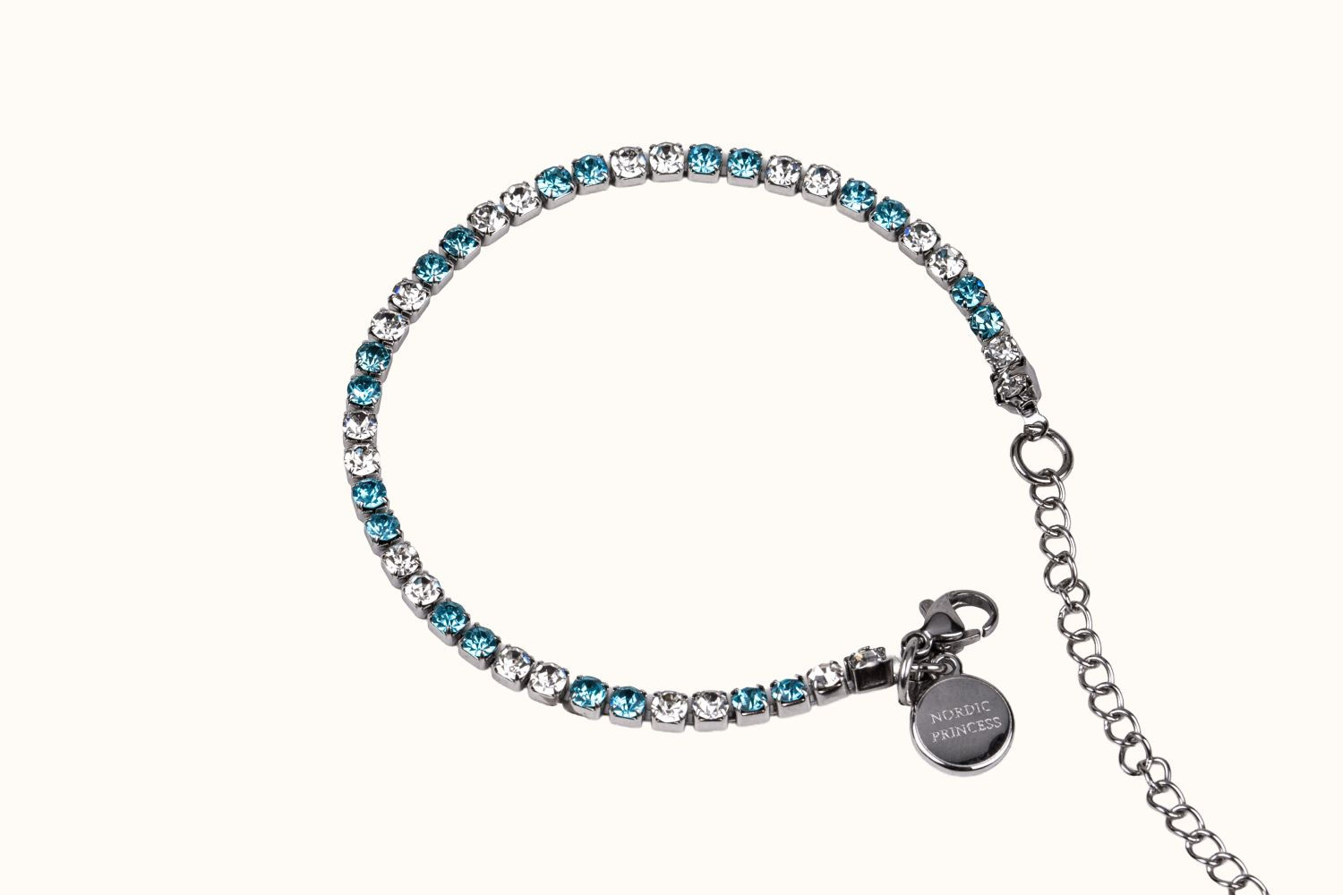 Bracelet – PVD Coated Stainless Steel (Silver, Aqua) | Alexandra Bracelet 17 cm