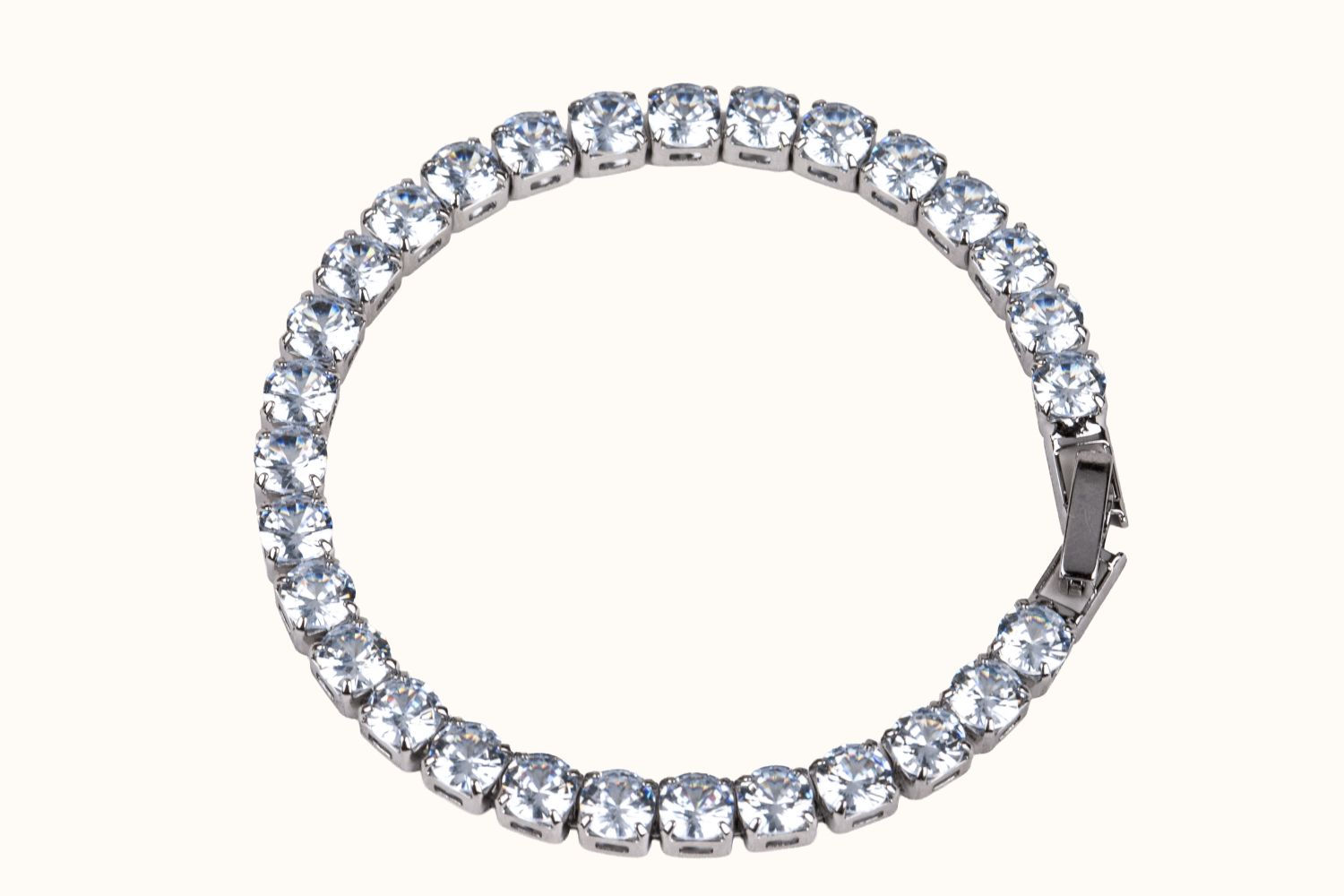 Bracelet – PVD Coated (Silver Tone, Clear) | Victoria Bracelet 5 mm 18 cm