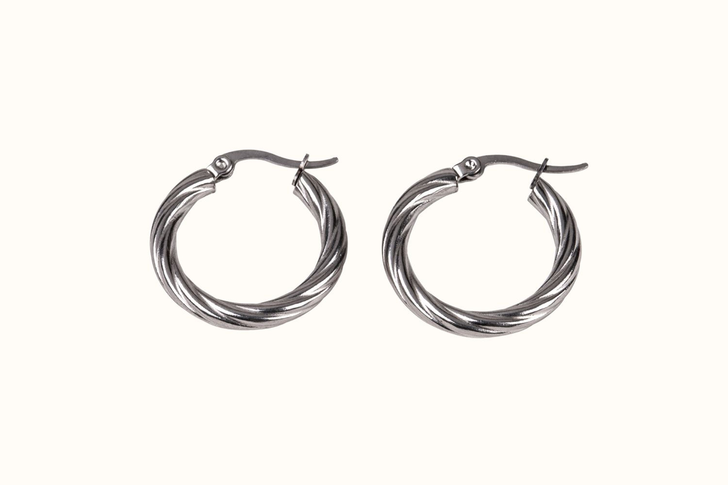 Hoop Earrings 25 mm – PVD Coated Stainless Steel (Silver Tone) | Ear 159