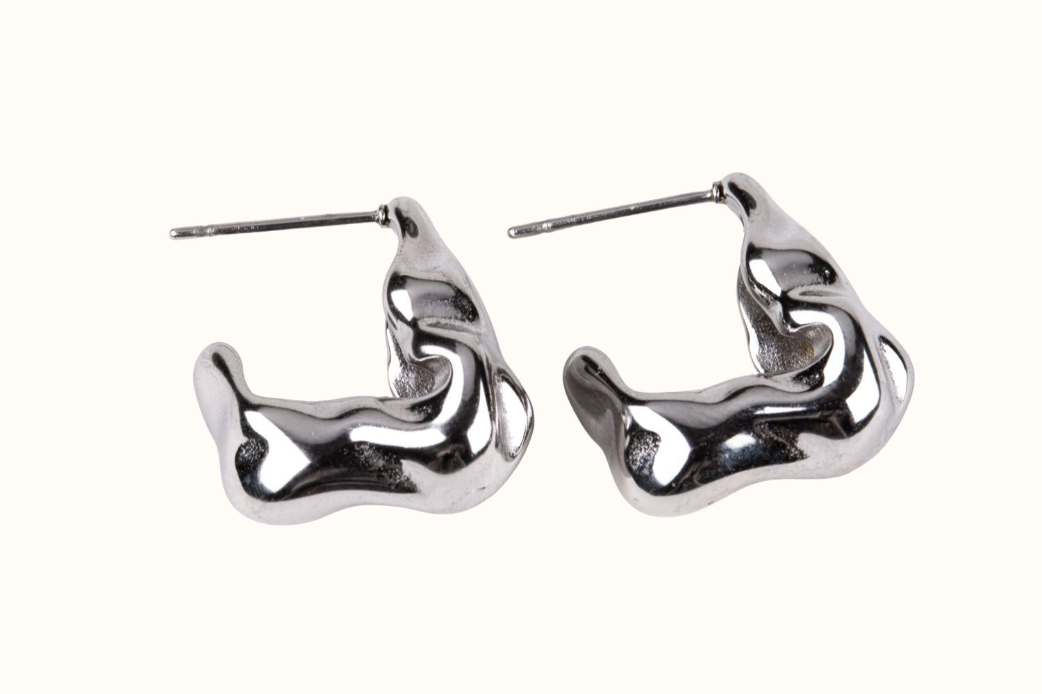 Stud Earrings – Silver Tone PVD Coated Stainless Steel | Ear 195