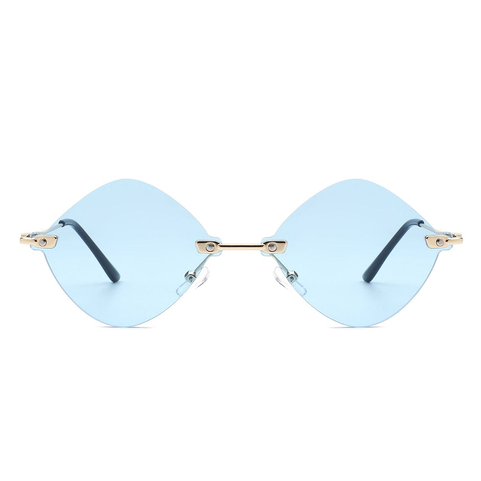 Thumbnail: Bluewave - Rimless Retro Round Geometric Frameless Tinted Fashion Sunglasses