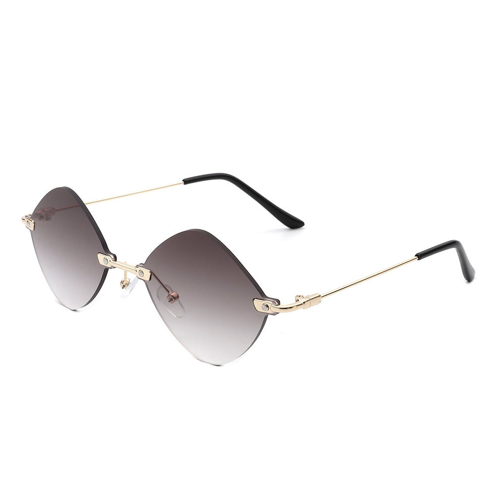 Thumbnail: Bluewave - Rimless Retro Round Geometric Frameless Tinted Fashion Sunglasses