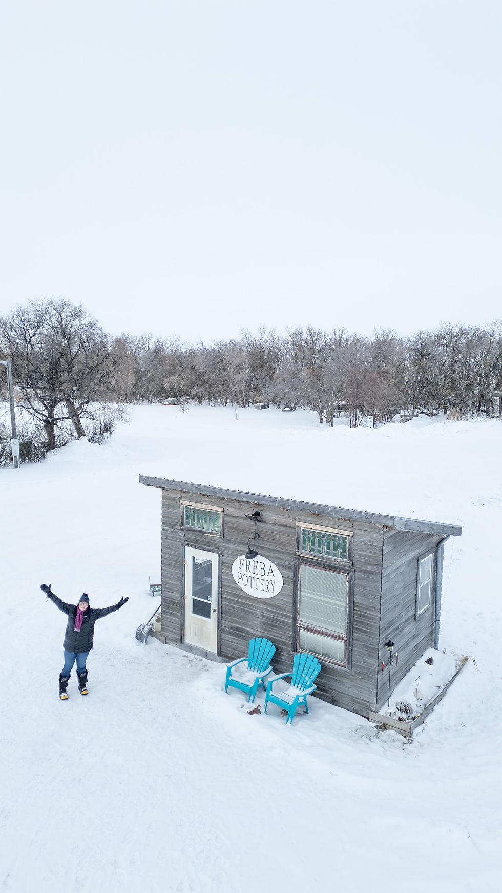 Freba Pottery and Marea Olafson in the beauty of winter