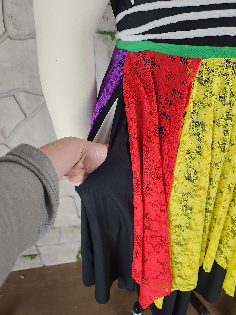 Thumbnail: Bright Rainbow Drawstring Jester Sprite Dress