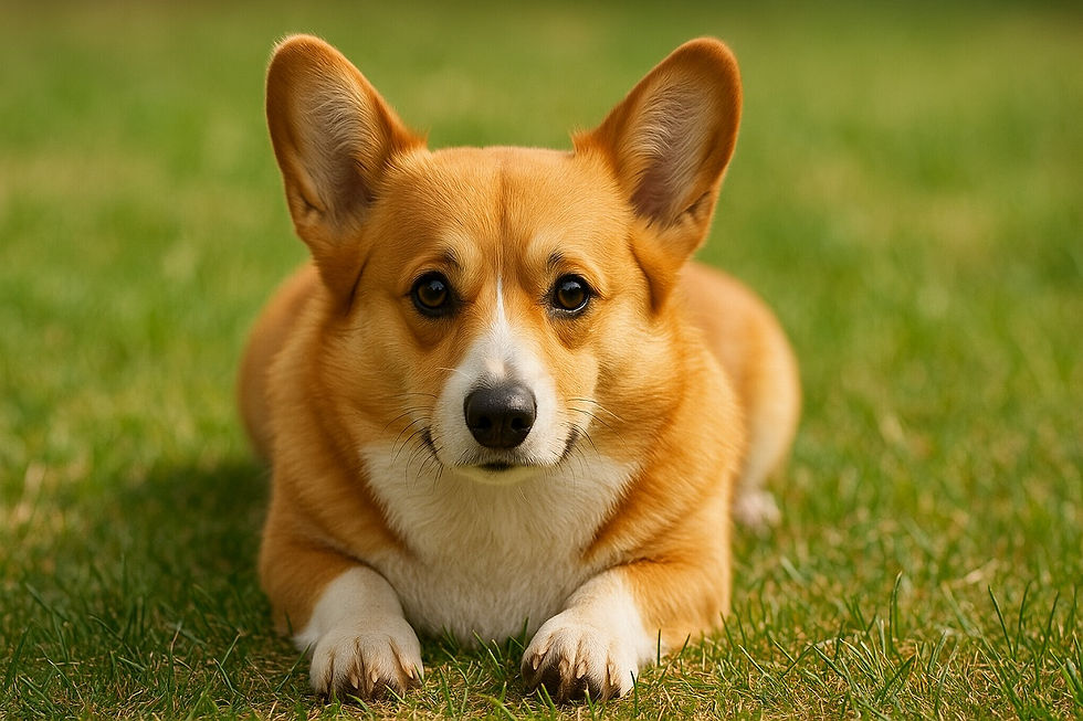 ふせをするコーギー