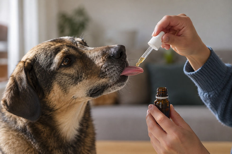 シリンジで薬を飲むワンちゃん