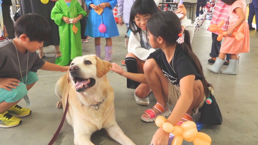 『災害救助犬とふれあい』