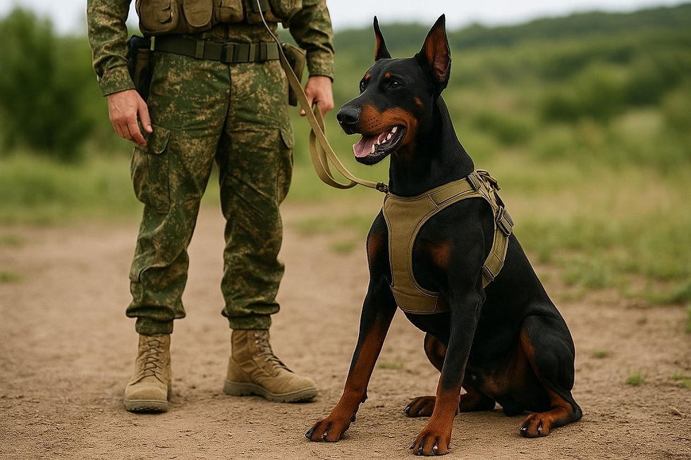 軍用犬として活躍するドーベルマン