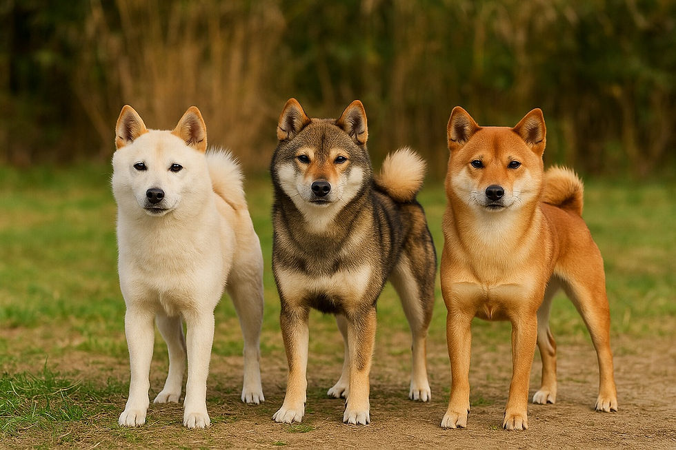 左から山陰柴犬 信州柴犬 美濃柴犬