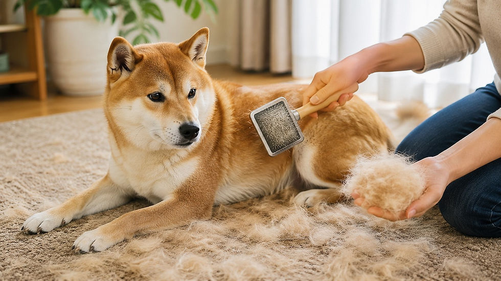 換毛期で毛が沢山抜ける柴犬
