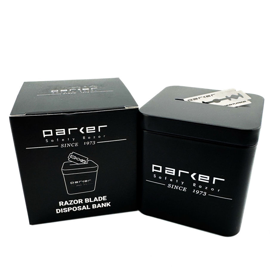 Parker Razor Blade Disposal Bank and packaging