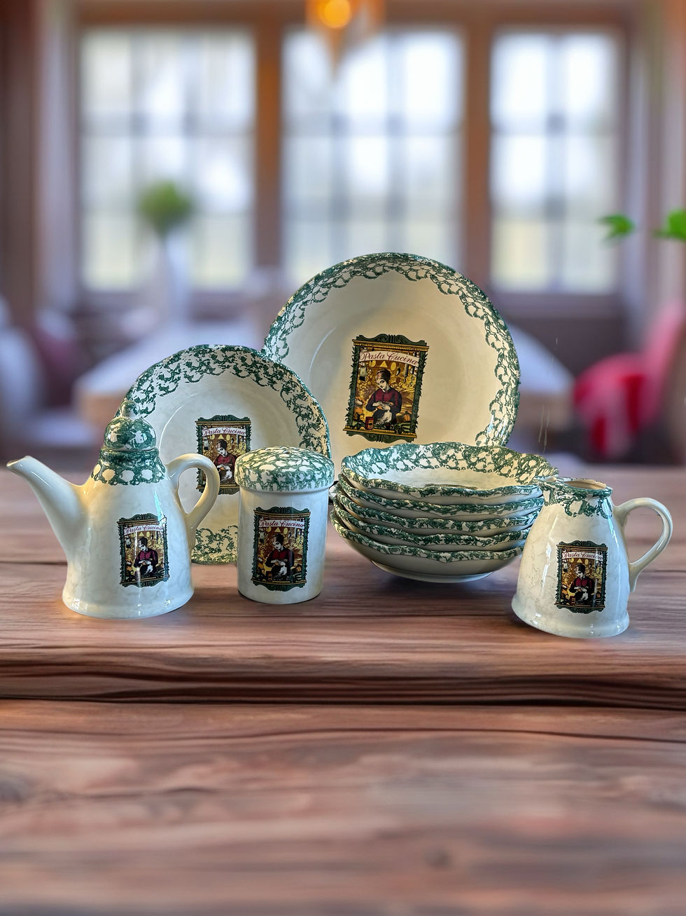 Vintage Pasta Cucina Italian ceramic pasta bowl set