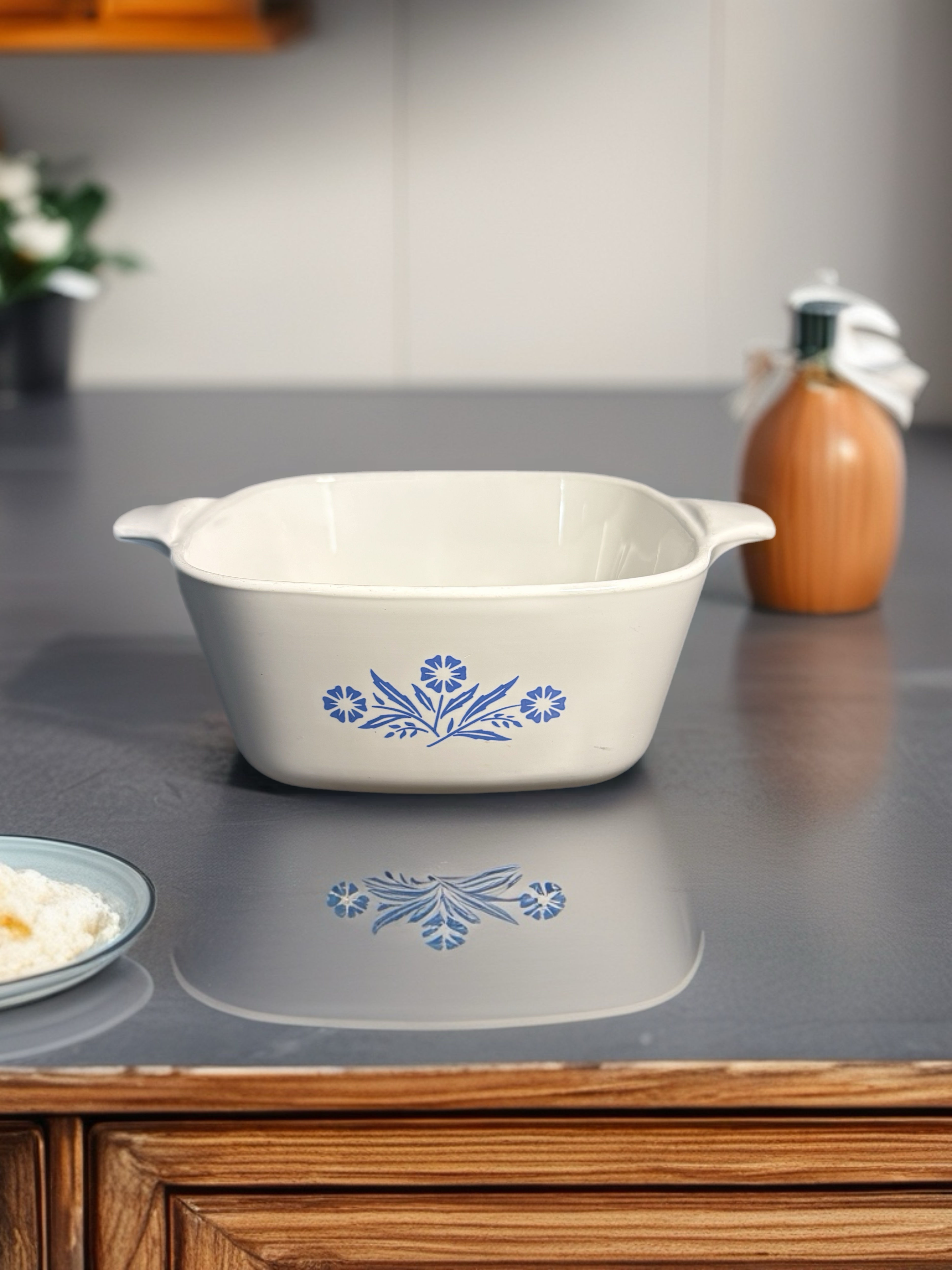Vintage Corning Ware Blue Cornflower casserole dish P-43-B 2.75 cup small white baking dish with blue floral pattern