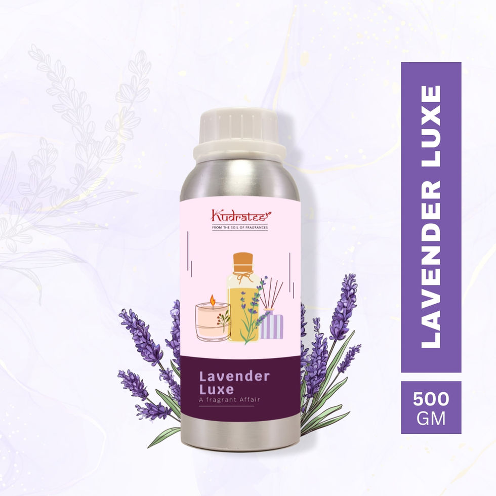 Kudratee Lavender Luxe Incense Oil with a calming lavender scent in a 500gm bottle.
