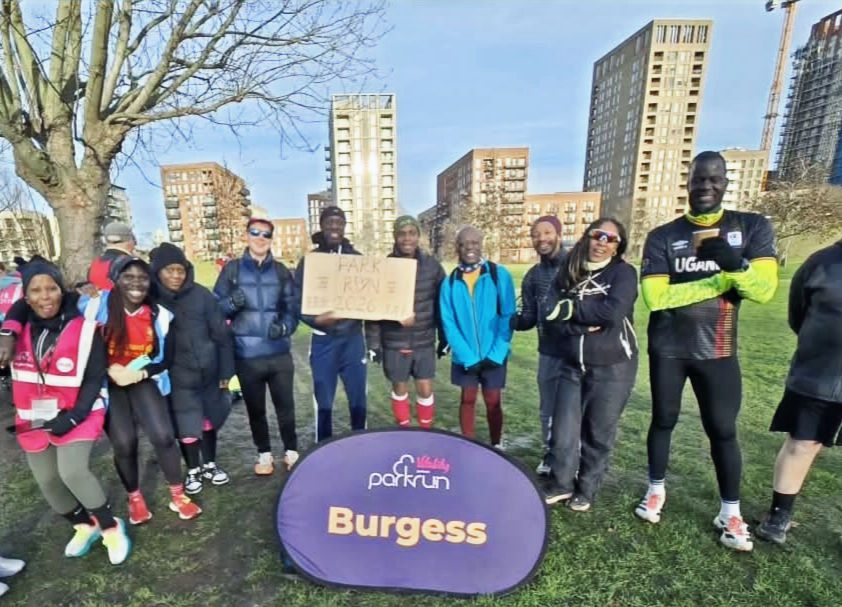 Happy New Year from Burgess parkrun. Photo credit Geoffrey Ochieng