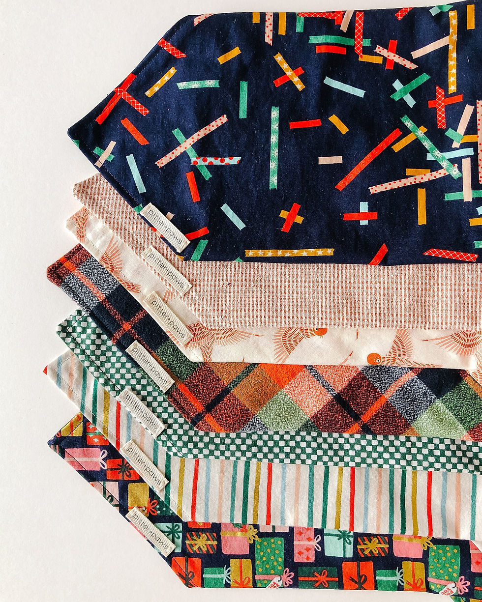 Thumbnail: a collection of Holiday Bandanas from pitter+paws