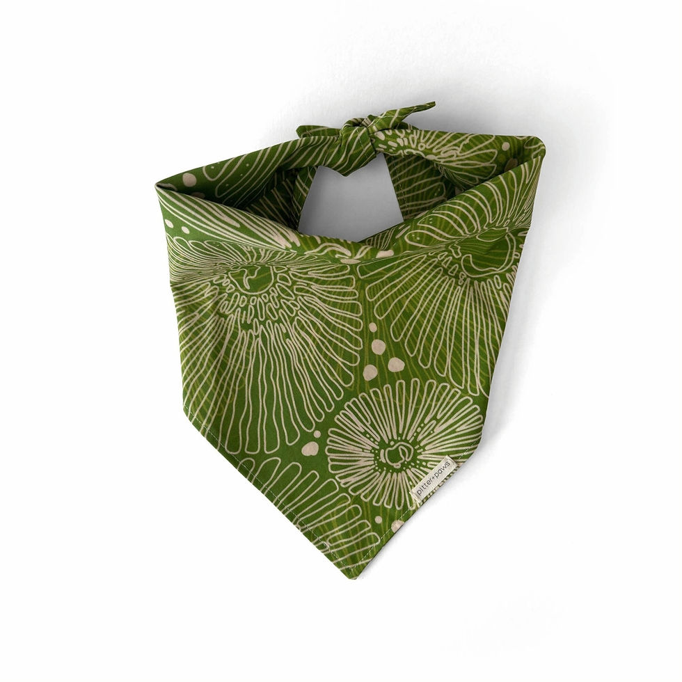 opihi pattern dog  bandana in lime green. HNLdesign fabric for Spoonflower.