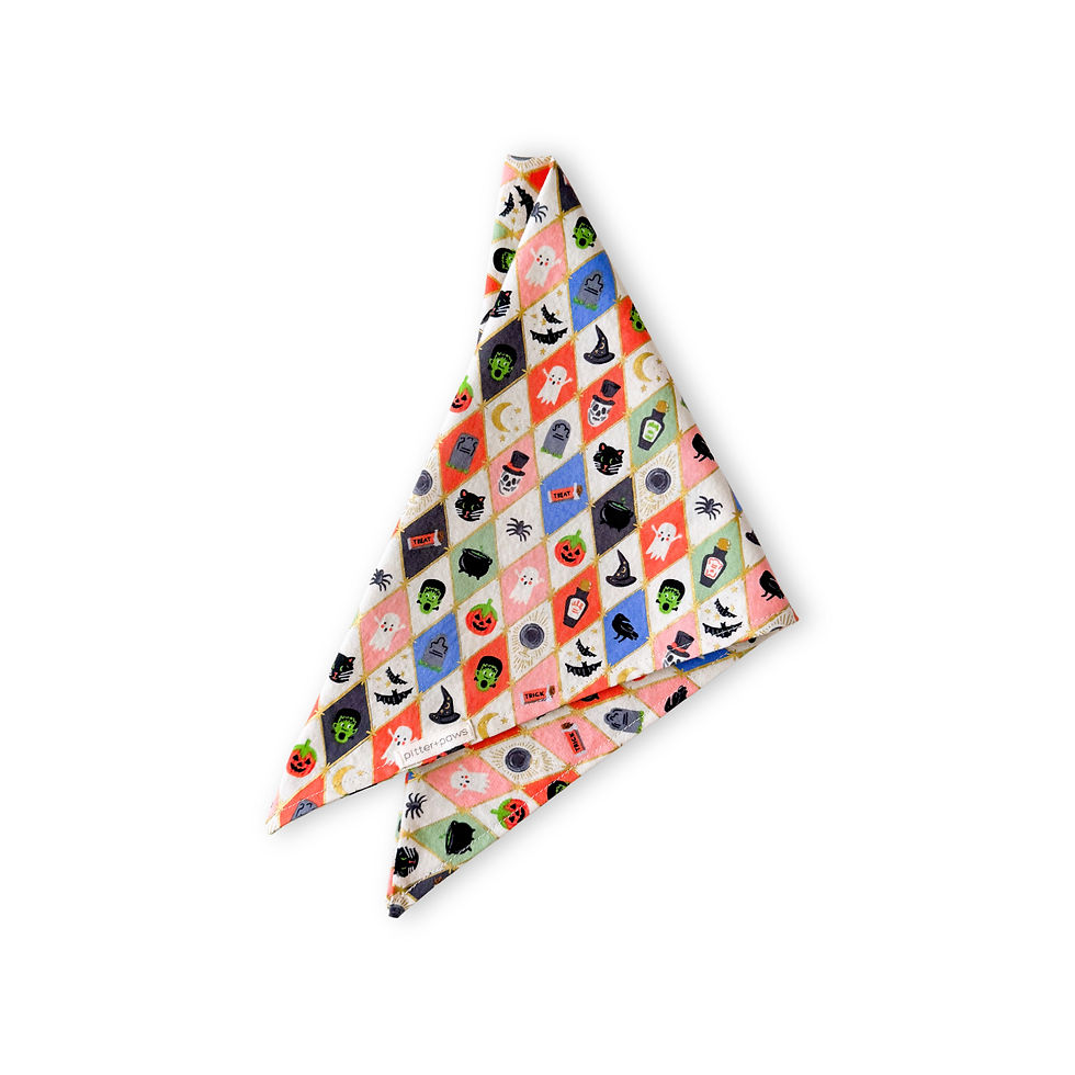 Halloween themed classic tie-on dog bandana in fabric from Rifle Paper Co.