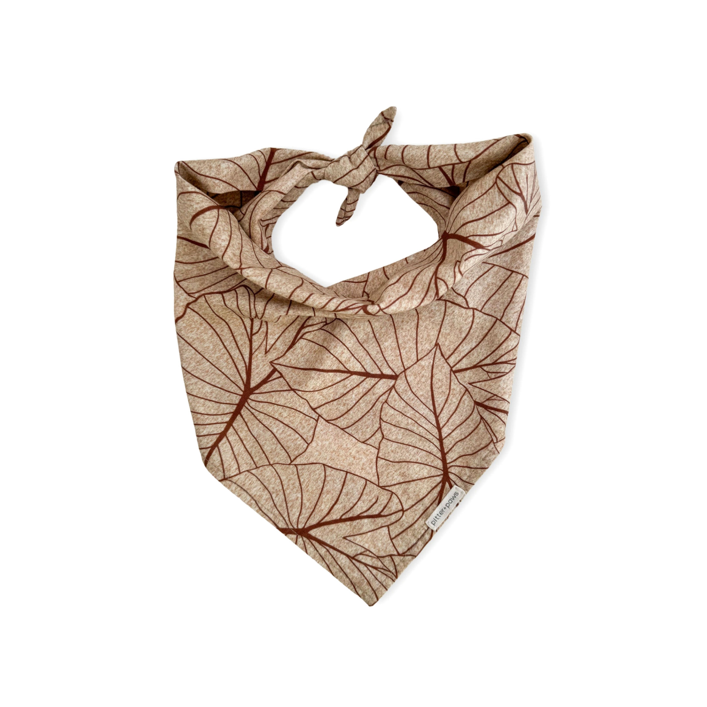 Taro patterned classic tie-on dog bandana in the colors of Fall