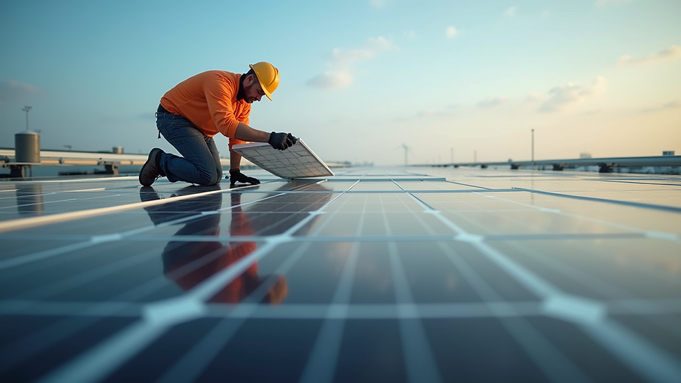 Eye-level view of solar panel being dismantled on rooftop