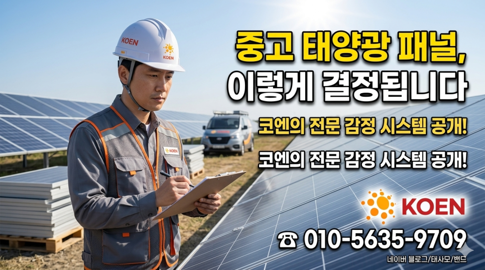 중고 태양광 패널 상태를 체크하는 전문가