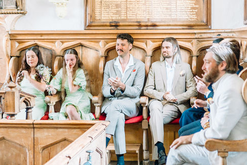 Wedding guests crying at wedding