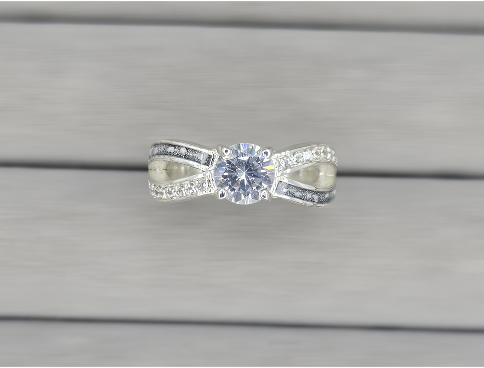 Thumbnail: Silver memorial ring for  ashes, breastmilk
