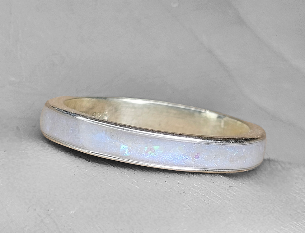 Thumbnail: Silver memorial ring for  ashes, breastmilk, hair or fur