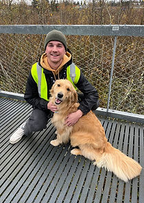 Walk My Dog Bothell professional dog walker taking a cute golden retriever dog on a walk in greater Seattle