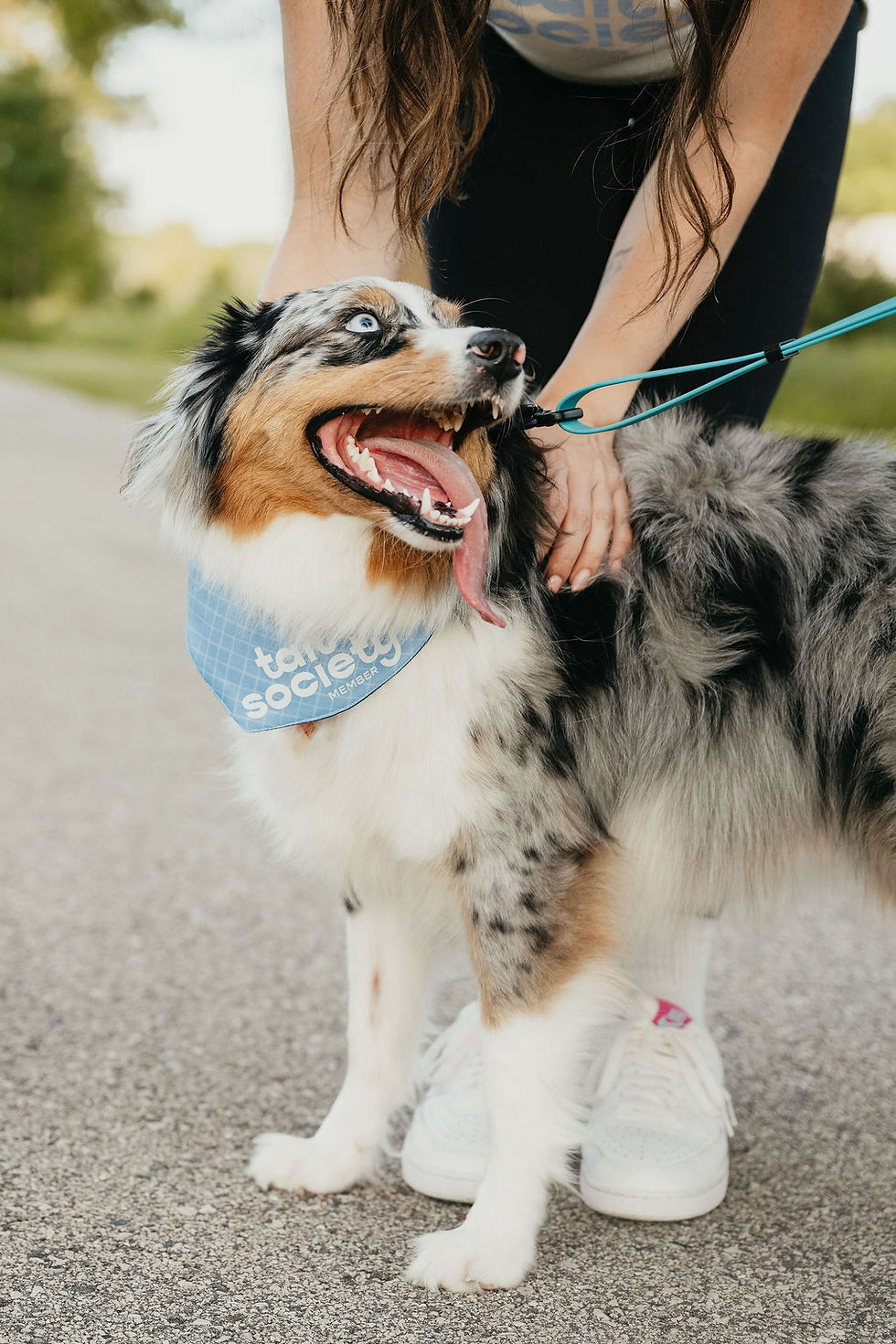 A Tail Society member, with their dog walker in sauk city, wisconsin