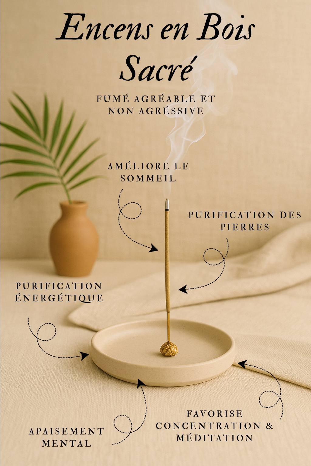 5 Bâtonnets d'Encens en Bois Sacré – Qualité supérieure