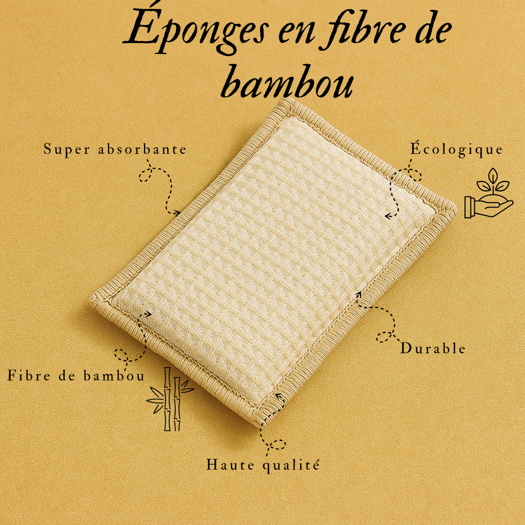 Éponges en fibre de bambou – Douces & super absorbantes