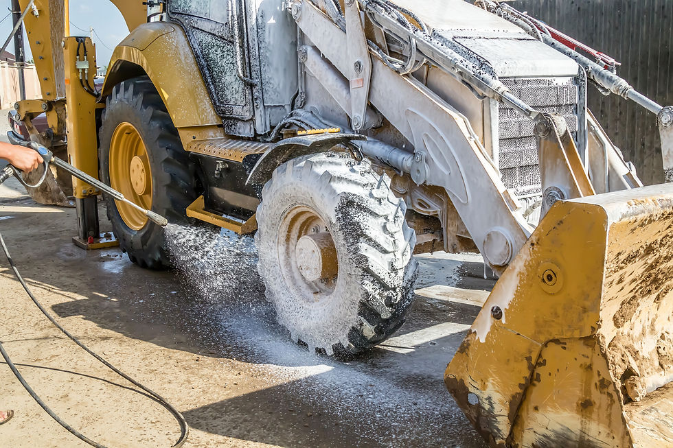Industrial degreaser on tractor