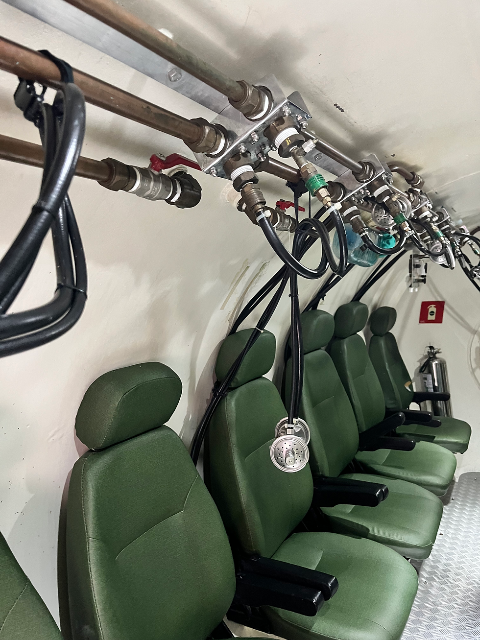 Close-up view of hyperbaric oxygen chamber interior