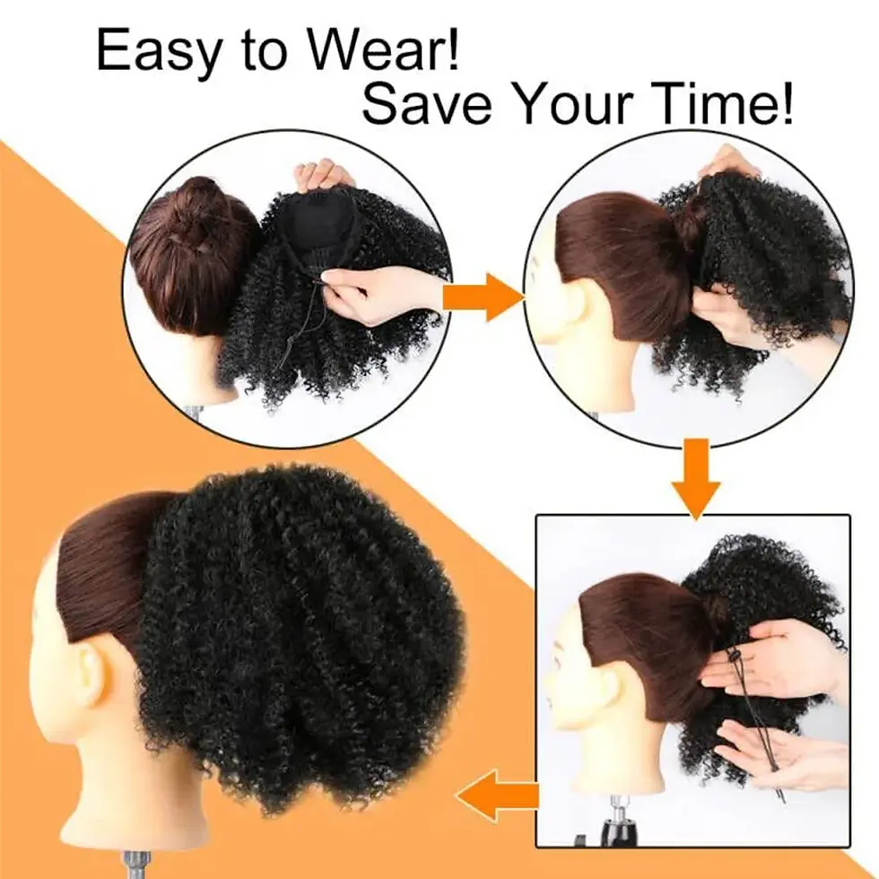 Thumbnail: Short Afro Kinky Curly Ponytail Hair Piece for African American Ponytail