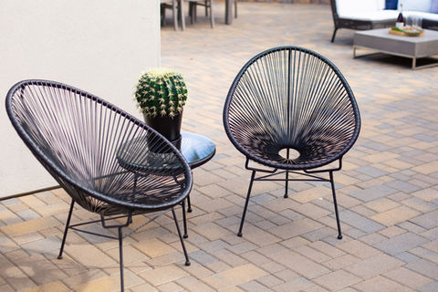 Decorative outdoor chairs at an Encinitas home.