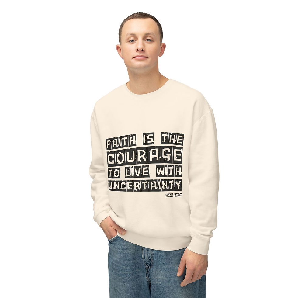 Thumbnail: "Faith Is" Unisex Lightweight Crewneck Sweatshirt
