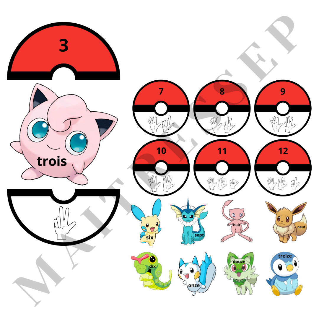 Atelier - POKEMONS (nombres jusqu'à 20)