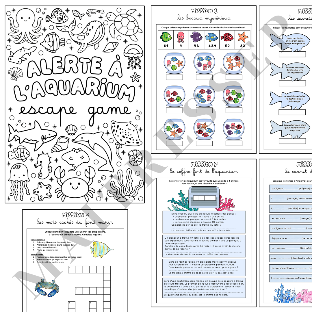 Escape game spécial Aquarium - FICHES